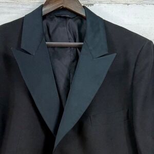 Vintage After Six Mens Black Tuxedo Jacket Peak Lapel 46R Single Button Blazer